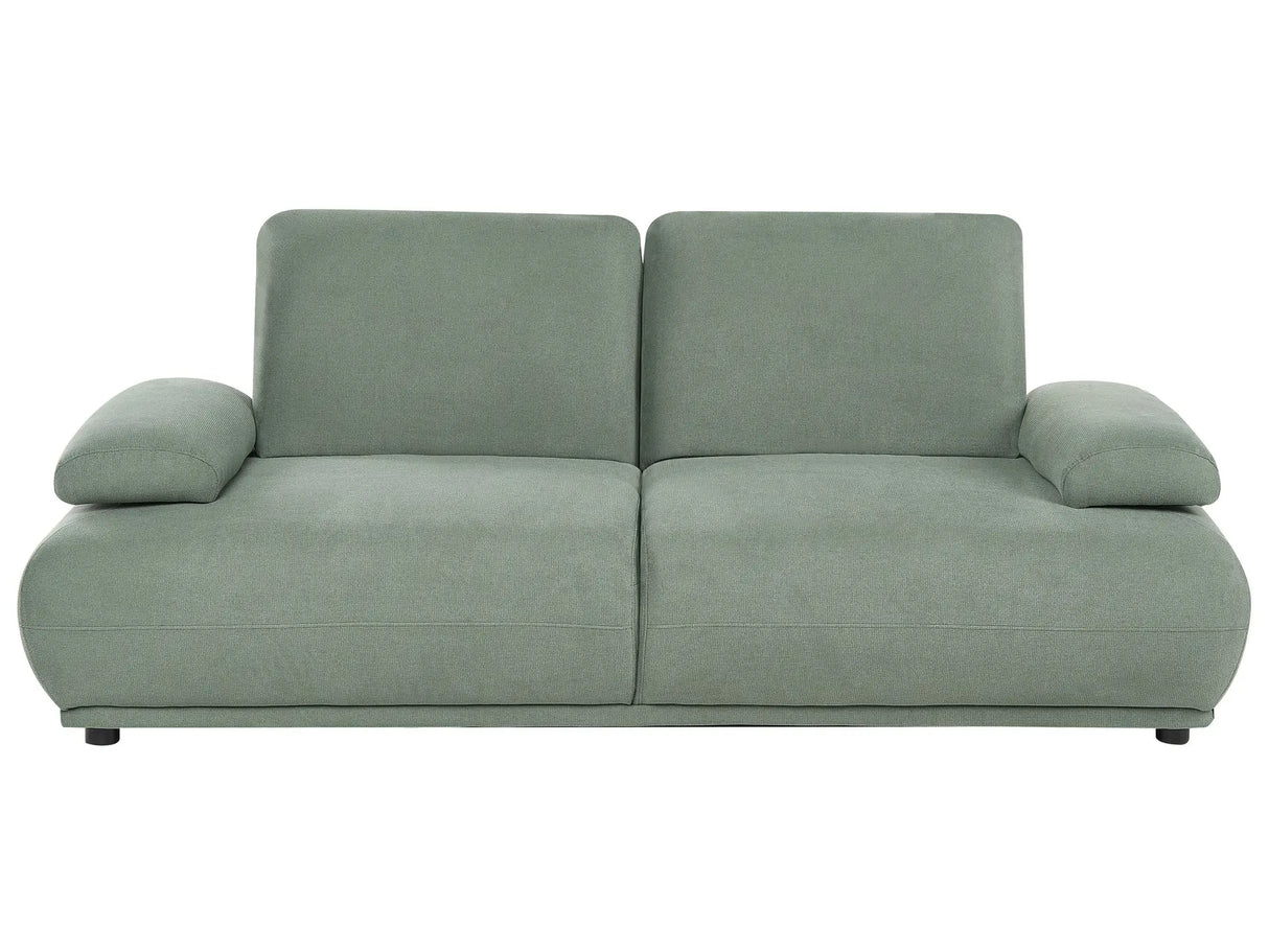 3 Seater Sofa Light Green Fabric Upholstery Water-Repellent Adjustable Backrest &amp; Armrest Wooden Legs Living Room Modern Beliani