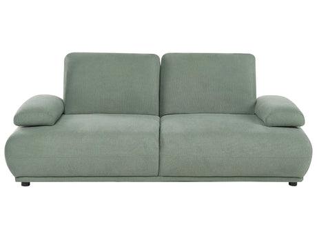 3 Seater Sofa Light Green Fabric Upholstery Water-Repellent Adjustable Backrest &amp; Armrest Wooden Legs Living Room Modern Beliani