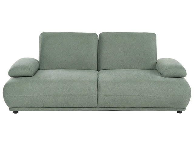 3 Seater Sofa Light Green Fabric Upholstery Water-Repellent Adjustable Backrest &amp; Armrest Wooden Legs Living Room Modern Beliani
