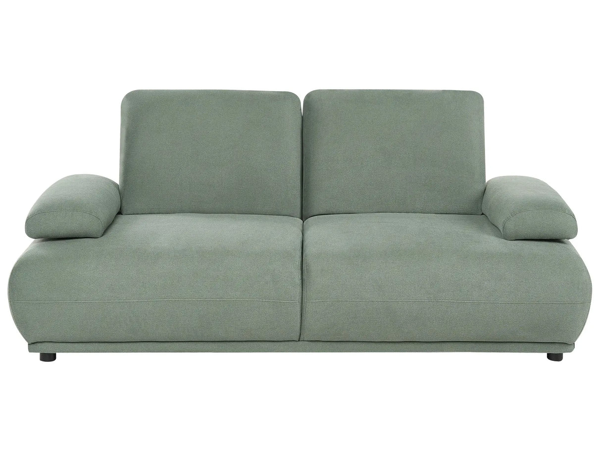 2 Seater Sofa Light Green Fabric Upholstery Water-Repellent Adjustable Backrest &amp; Armrest Wooden Legs Living Room Modern Beliani