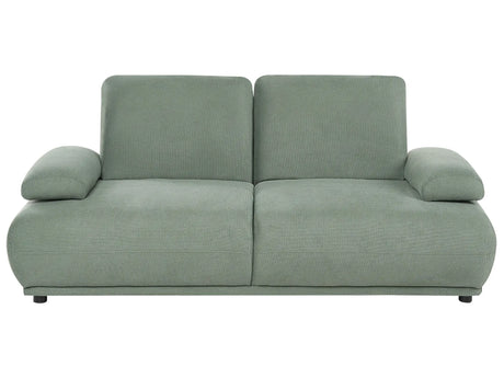 2 Seater Sofa Light Green Fabric Upholstery Water-Repellent Adjustable Backrest &amp; Armrest Wooden Legs Living Room Modern Beliani