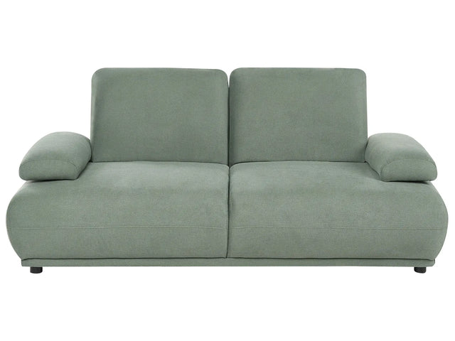 2 Seater Sofa Light Green Fabric Upholstery Water-Repellent Adjustable Backrest &amp; Armrest Wooden Legs Living Room Modern Beliani
