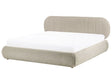 Ottoman Bed Taupe Fabric EU Super King Size 6ft Tufted with Lift-Up Sprung Frame Storage Beliani
