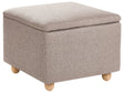 Storage Pouffe Beige Fabric Water-repellent Finish Upholstered Footstool with Storage Hallway Seat Beliani