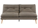 Sofa Bed Brown Fabric Upholstery Wooden Legs 3 Seater Armless Click-Clack Sleeping Mechanism Quilted Beliani