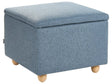 Storage Pouffe Blue Fabric Water-repellent Finish Upholstered Footstool with Storage Hallway Seat Beliani