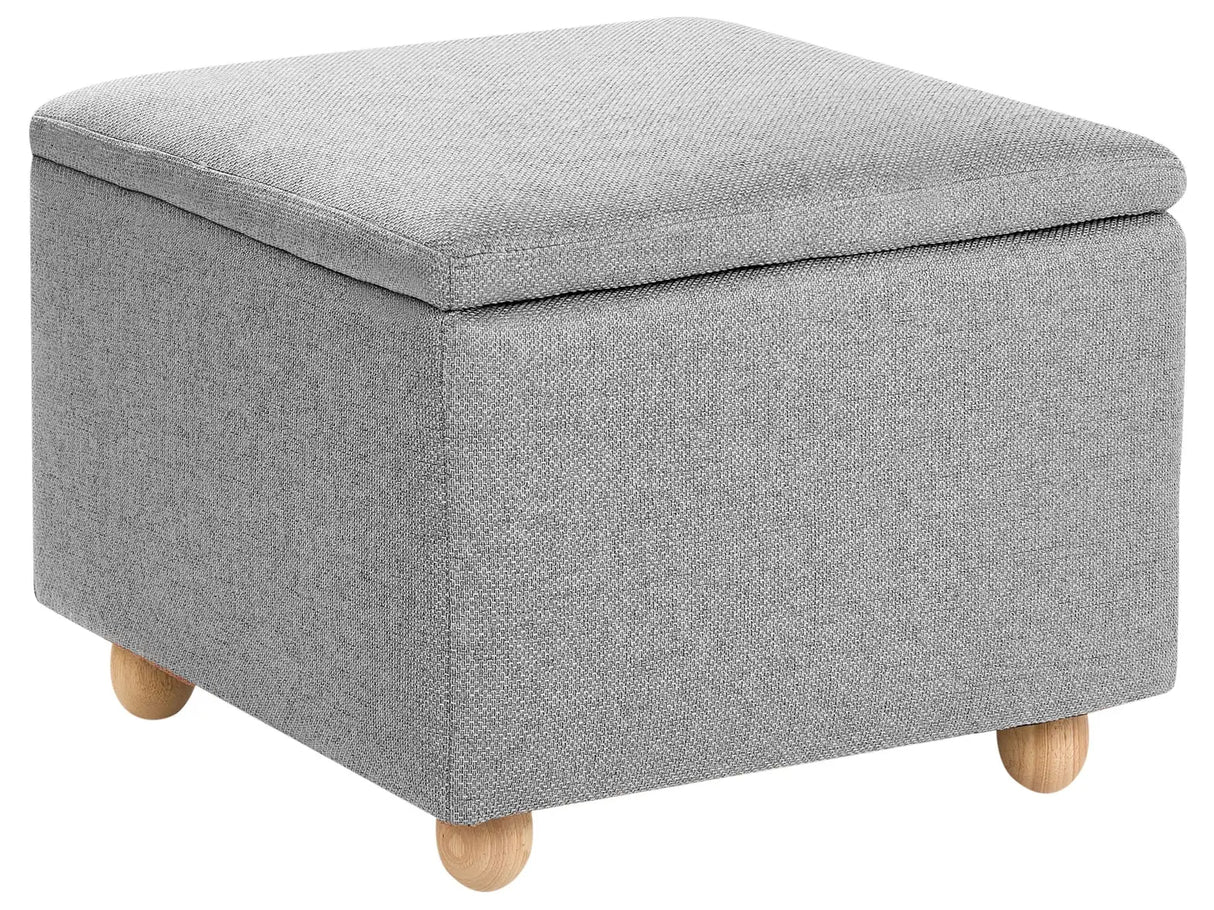 Storage Pouffe Light Grey Fabric Water-repellent Finish Upholstered Footstool with Storage Hallway Seat Beliani