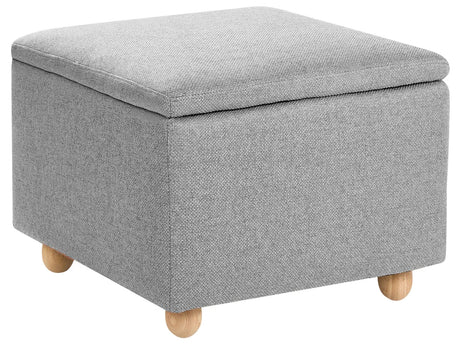 Storage Pouffe Light Grey Fabric Water-repellent Finish Upholstered Footstool with Storage Hallway Seat Beliani