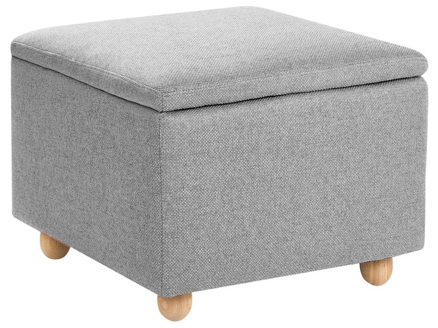 Storage Pouffe Light Grey Fabric Water-repellent Finish Upholstered Footstool with Storage Hallway Seat Beliani