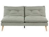 Sofa Bed Green Fabric Upholstery Wooden Legs 3 Seater Armless Click-Clack Sleeping Mechanism Quilted Beliani