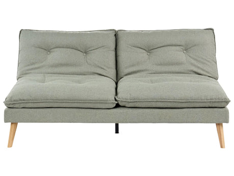 Sofa Bed Green Fabric Upholstery Wooden Legs 3 Seater Armless Click-Clack Sleeping Mechanism Quilted Beliani