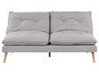 Sofa Bed Grey Fabric Upholstery Wooden Legs 3 Seater Armless Click-Clack Sleeping Mechanism Quilted Beliani