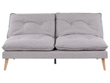 Sofa Bed Grey Fabric Upholstery Wooden Legs 3 Seater Armless Click-Clack Sleeping Mechanism Quilted Beliani