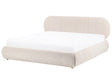 Ottoman Bed Light Beige Fabric EU Super King Size 6ft Tufted with Lift-Up Sprung Frame Storage Beliani