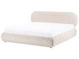 Ottoman Bed Light Beige Fabric EU Super King Size 6ft Tufted with Lift-Up Sprung Frame Storage Beliani