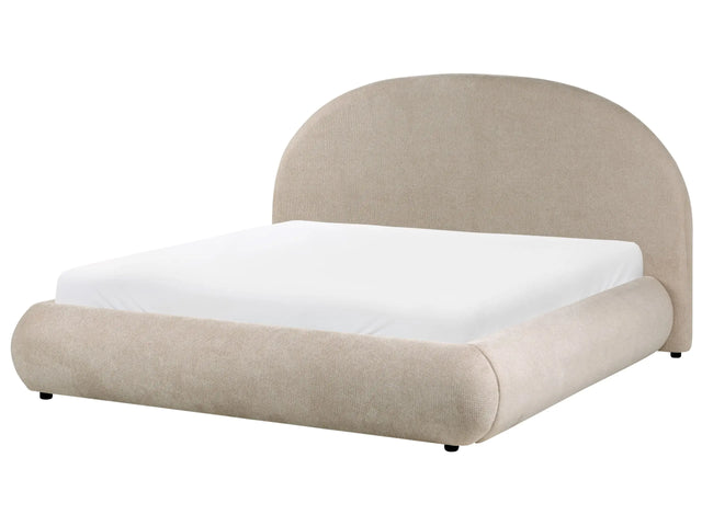 Ottoman Bed Taupe Fabric EU King Size 5ft3 Tufted with Lift-Up Sprung Frame Storage Beliani