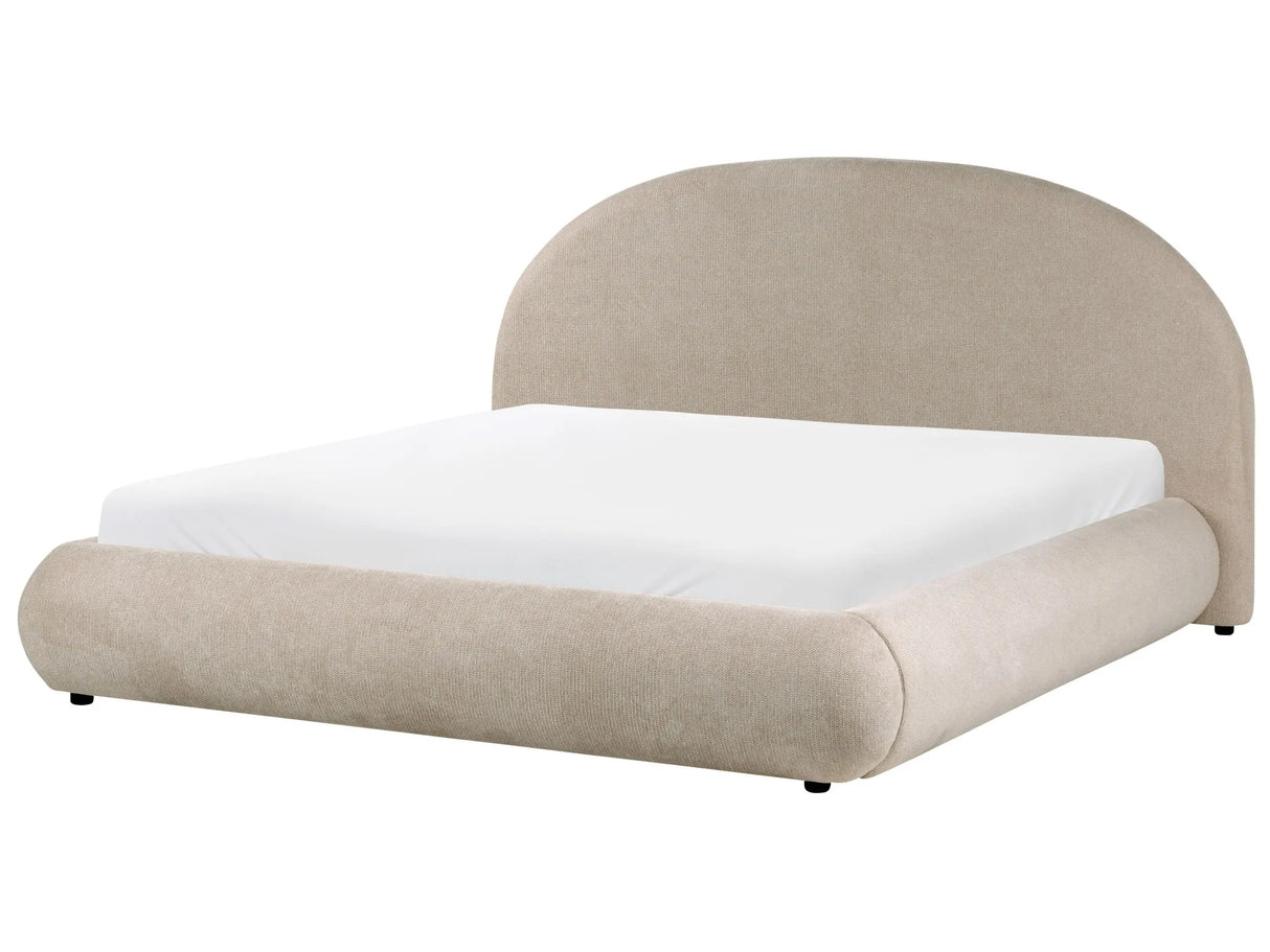 Ottoman Bed Taupe Fabric EU Super King Size 6ft Tufted with Lift-Up Sprung Frame Storage Beliani
