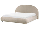 Ottoman Bed Taupe Fabric EU Super King Size 6ft Tufted with Lift-Up Sprung Frame Storage Beliani