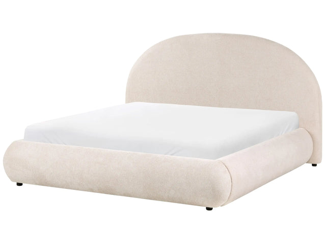 Ottoman Bed Light Beige Fabric EU King Size 5ft3 Tufted with Lift-Up Sprung Frame Storage Beliani
