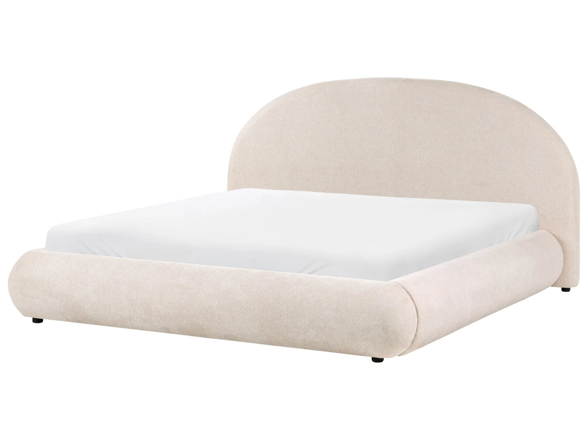 Ottoman Bed Light Beige Fabric EU Super King Size 6ft Tufted with Lift-Up Sprung Frame Storage Beliani