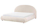 Ottoman Bed Light Beige Fabric EU Super King Size 6ft Tufted with Lift-Up Sprung Frame Storage Beliani