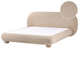 Bed Taupe Boucle Polyester Fabric EU King Size 5ft3 Minimalist Retro Design Beliani