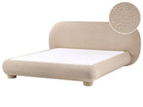 Bed Taupe Boucle Polyester Fabric EU King Size 5ft3 Minimalist Retro Design Beliani