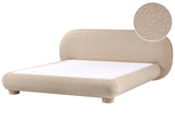 Bed Taupe Boucle Polyester Fabric EU Super King Size 6ft Minimalist Retro Design Beliani