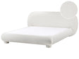Bed Off White Boucle Polyester Fabric EU King Size 5ft3 Minimalist Retro Design Beliani