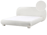 Bed Off White Boucle Polyester Fabric EU King Size 5ft3 Minimalist Retro Design Beliani