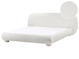 Bed Off White Boucle Polyester Fabric EU Super King Size 6ft Minimalist Retro Design Beliani