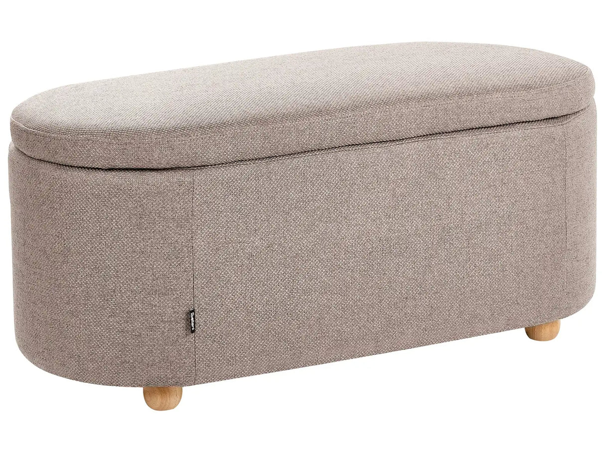 Storage Bench Beige Fabric Water-repellent Finish Upholstered Ottoman with Storage Hallway Seat Beliani