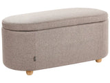 Storage Bench Beige Fabric Water-repellent Finish Upholstered Ottoman with Storage Hallway Seat Beliani