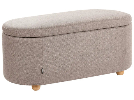 Storage Bench Beige Fabric Water-repellent Finish Upholstered Ottoman with Storage Hallway Seat Beliani