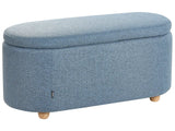Storage Bench Blue Fabric Water-repellent Finish Upholstered Ottoman with Storage Hallway Seat Beliani