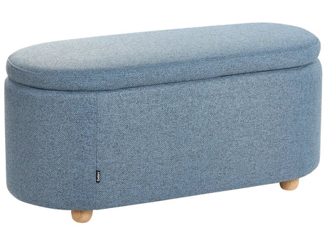 Storage Bench Blue Fabric Water-repellent Finish Upholstered Ottoman with Storage Hallway Seat Beliani