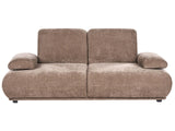 3 Seater Sofa Brown Fabric Upholstery Adjustable Backrest &amp; Armrest Wooden Legs Living Room Modern Beliani