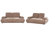 Sofa 3+2 Seater Set Brown Fabric Upholstery Wooden Legs Adjustable Backrest &amp; Armrests Living Room Furniture Beliani