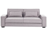 Sofa Bed Grey Fabric Upholstery Wooden Legs 3 Seater with Cushions Click-Clack Sleeping Mechanism Living Room Bedroom Beliani