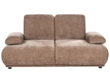 2 Seater Sofa Brown Fabric Upholstery Adjustable Backrest &amp; Armrest Wooden Legs Living Room Modern Beliani