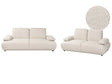 Sofa 3+2 Seater Set Off-White Boucle Upholstery Wooden Legs Adjustable Backrest &amp; Armrests Living Room Furniture Beliani