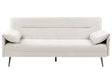 Sofa Bed Off-White Fabric Upholstery Wooden Legs 3 Seater Adjustable Pillow-Top Arms Click-Clack Mechanism Water-Repellent Living Room Bedroom Beliani