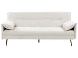 Sofa Bed Off-White Fabric Upholstery Wooden Legs 3 Seater Adjustable Pillow-Top Arms Click-Clack Mechanism Water-Repellent Living Room Bedroom Beliani