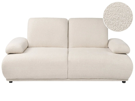 2 Seater Sofa Off-White Boucle Upholstery Adjustable Backrest &amp; Armrest Wooden Legs Living Room Modern Beliani