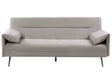 Sofa Bed Grey Fabric Upholstery Wooden Legs 3 Seater with Adjustable Pillow-Top Arms Click-Clack Mechanism Water-Repellent Living Room Bedroom Beliani