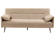 Sofa Bed Light Brown Fabric Upholstery Wooden Legs 3 Seater Adjustable Pillow-Top Arms Click-Clack Mechanism Water-Repellent Living Room Bedroom Beliani