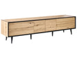 TV Stand Light Brown MDF 2 Door 4 Drawers Cabinet Metal Legs Loft Modern Design Bedroom Beliani