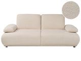 3 Seater Sofa Beige Boucle Upholstery Adjustable Backrest &amp; Armrest Wooden Legs Living Room Modern Beliani