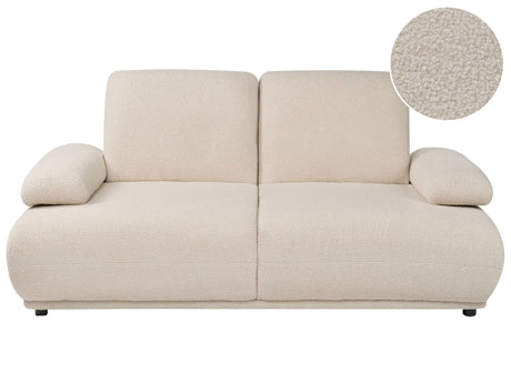 2 Seater Sofa Beige Boucle Upholstery Adjustable Backrest &amp; Armrest Wooden Legs Living Room Modern Beliani