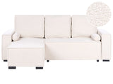 3 Seater Corner Sofa Bed Light Green Boucle Upholstery Right Handed with Storage Armrests Reversible Modern Style Living Room Beliani